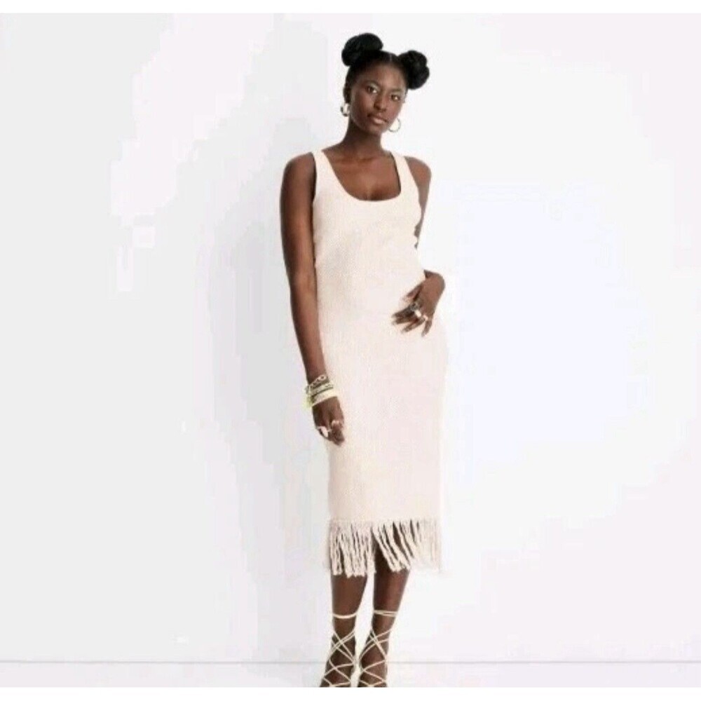 Future Collective with Alani Noelle Crochet Fringe Hem Boho Midi Dress Women XXS